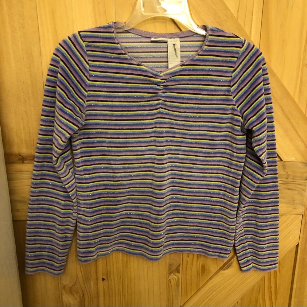 KRU Velour Stripped Sweater Girls 16 XL  Multicolored